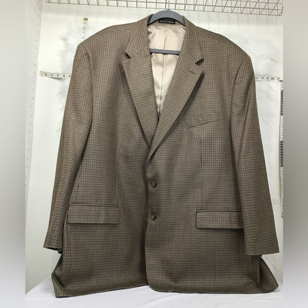 Stafford Tan Checkered Blazer Ralph Lauren 54 R